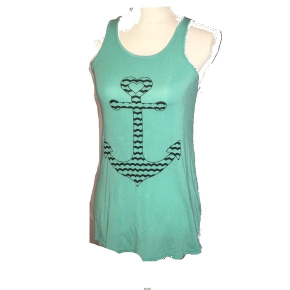 Aqua Nautical Anchor Tank Top | M | NWOT - Picture 3 of 6